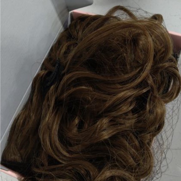 Echo Clip-In Curly Extensions in Light Brown with Subtle Highlights - Picture 4 of 5